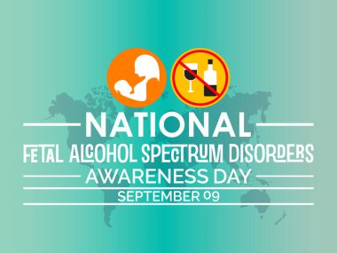 Ulusal Fetal Alkol Spektrum Bozuklukları (FASD) Bilinç Günü Şefkat, Eğitim ve Umut Artırıyor. Önlenebilir Zararlı vektör illüstrasyon şablonunda Parlayan Işık.