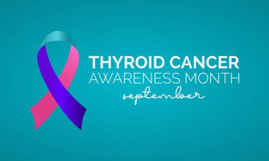 Ulusal Tiroid Kanseri Bilinci Ayı - Umut, Eğitim ve Destek İçin Birleştirme. Yayınlanan Farkındalık vektör şablonu.