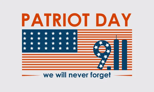 纪念9月11日 爱国者日纪念民族团结 坚韧和英雄 矢量插图横幅模板 — 图库矢量图片