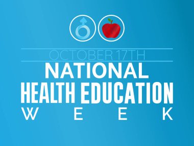 Ulusal Sağlık Eğitimi Haftası Bilgi, Önleme ve Yaşam Boyu Sağlığı ve Refahı İçin Empati 'yi Destekliyor. Vektör İllüstrasyon Şablonu.