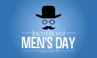 19 Kasım 'da Uluslararası Erkekler Günü Sağlık ve Yaşam Tarzı Konsepti gözlemlendi. Arkaplan, pankart, poster tasarımı için vektör şablonu.