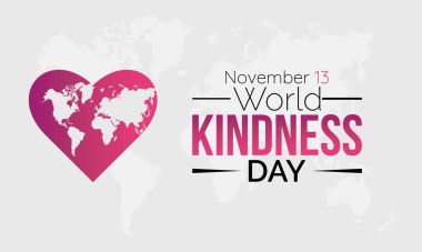 Dünya İyilik Günü Kalpli ve Yardım Elleri İllüstrasyonu 13 Kasım 'da gözlemlendi. Arkaplan, pankart, poster tasarımı için vektör şablonu.