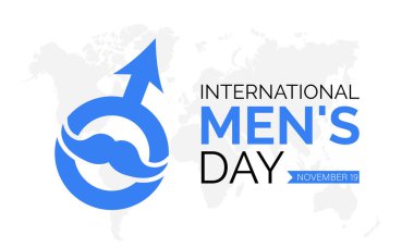 19 Kasım 'da Uluslararası Erkekler Günü Sağlık ve Yaşam Tarzı Konsepti gözlemlendi. Arkaplan, pankart, poster tasarımı için vektör şablonu.