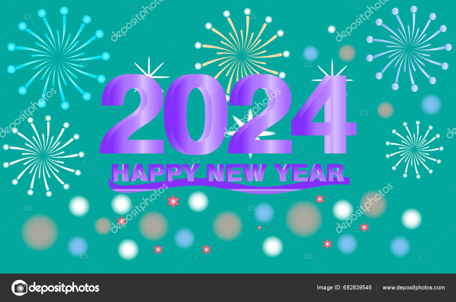 New Year's Eve 2024 Countdown Celebration Party Concept Fireworks