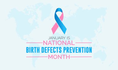 Ulusal Doğum Bozukluklarını Önleme Ay vektör şablonu. Doğum kusurunu önleme grafikleriyle Farkındalık Artırma ve Sağlıklı Hamilelikleri Destekleme. arkaplan, afiş, kart, poster tasarımı.