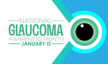 Ulusal Glaucoma Farkındalık Ay vektör şablonu. Göz Sağlığı ve Görüş Bakımı Konsepti ile Glaucoma Test ve Farkındalık Kampanyası. arkaplan, afiş, kart, poster tasarımı.
