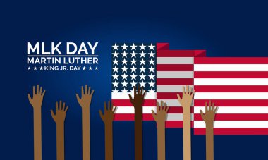 Martin Luther King Jr. Vatandaşlık Hakları ve Eşitliği MLK Övgüsü ve İlham Birliğiyle Kutlama Günü vektörü. arkaplan, afiş, kart, poster tasarımı.