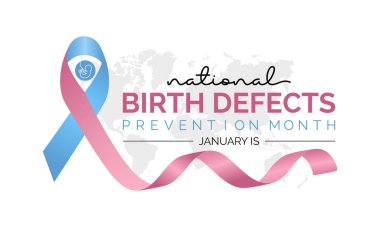 Ulusal Doğum Bozukluklarını Önleme Ay vektör şablonu. Doğum kusurunu önleme grafikleriyle Farkındalık Artırma ve Sağlıklı Hamilelikleri Destekleme. arkaplan, afiş, kart, poster tasarımı.