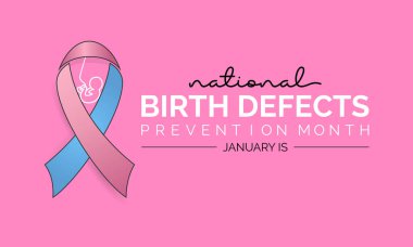 Ulusal Doğum Bozukluklarını Önleme Ay vektör şablonu. Doğum kusurunu önleme grafikleriyle Farkındalık Artırma ve Sağlıklı Hamilelikleri Destekleme. arkaplan, afiş, kart, poster tasarımı.