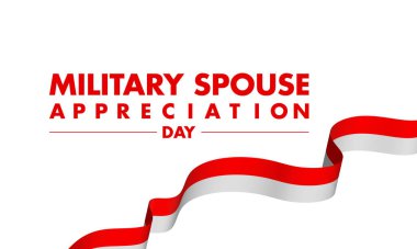 Askeri Eş Takdir Günü vektör şablonu. Çiftin Romantizm ve Takdir İllüstrasyonuyla Sevgi ve Beraberliği Kutluyoruz. arkaplan, afiş, kart, poster tasarımı.