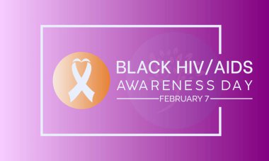 Kara HIV / AIDS Farkındalık Günü her yıl 7 Şubat 'ta kutlanır. Vektör sağlık afişi, broşür, poster ve sosyal medyal şablon tasarımı.