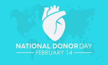 Ulusal Bağış Günü her yıl 14 Şubat 'ta kutlanır. Vektör sağlık afişi, broşür, poster ve sosyal medyal şablon tasarımı.