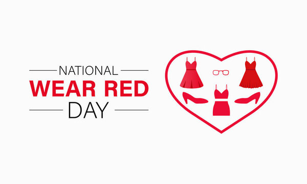 National Wear Red Day celebrated every year on February 2nd. Vector banner, flyer, poster and social medial template design.