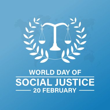 Dünya Sosyal Adalet Günü her yıl 20 Şubat 'ta, Vektör bayrağı, broşürü, posteri ve sosyal medya şablonu tasarımını kutladı.