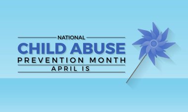 Ulusal Çocuk İstismarını Önleme Ayı Nisan ayında her yıl gözlemlenmiştir, Vektör afişi, el ilanı, poster ve sosyal medyal şablon tasarımı.