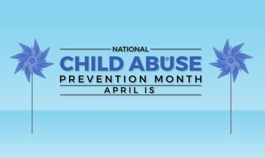Ulusal Çocuk İstismarını Önleme Ayı Nisan ayında her yıl gözlemlenmiştir, Vektör afişi, el ilanı, poster ve sosyal medyal şablon tasarımı.