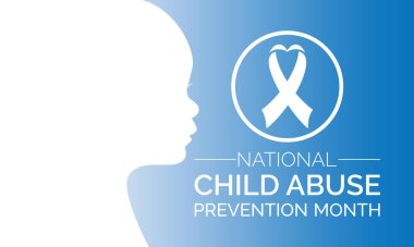 Ulusal Çocuk İstismarını Önleme Ayı Nisan ayında her yıl gözlemlenmiştir, Vektör afişi, el ilanı, poster ve sosyal medyal şablon tasarımı.