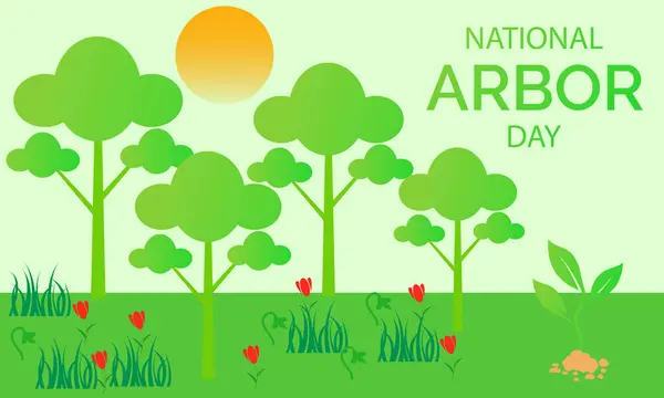 Ulusal Ağaç Bayramı Her Yıl Nisan Vektör Bayrağı Broşürü Posteri Vektör Grafikler