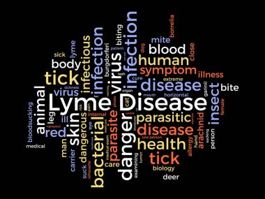 Lyme Hastalığı kelime bulut şablonu. Sağlık ve Tıbbi farkındalık kavramı vektör arka planı.