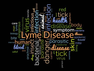 Lyme Hastalığı kelime bulut şablonu. Sağlık ve Tıbbi farkındalık kavramı vektör arka planı.