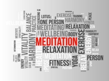 Meditasyon Günü kelime şablonu. Sağlık bilinci kavramı vektör arkaplanı.