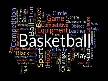 Basketbol kelime bulut şablonu. Spor konsepti vektör geçmişi.
