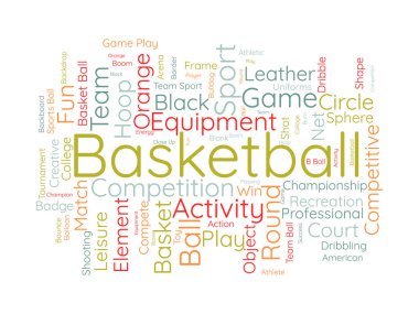 Basketbol kelime bulut şablonu. Spor konsepti vektör geçmişi.