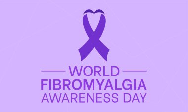 Dünya Fibromiyalji Sağlık Bilinci vektör çizimi. Afiş, kart, arkaplan için hastalık önleme vektör şablonu.