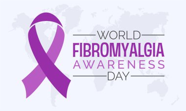 Dünya Fibromiyalji Sağlık Bilinci vektör çizimi. Afiş, kart, arkaplan için hastalık önleme vektör şablonu.