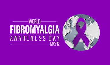 Dünya Fibromiyalji Sağlık Bilinci vektör çizimi. Afiş, kart, arkaplan için hastalık önleme vektör şablonu.