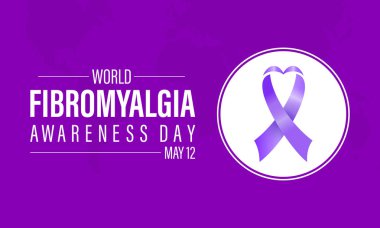 Dünya Fibromiyalji Sağlık Bilinci vektör çizimi. Afiş, kart, arkaplan için hastalık önleme vektör şablonu.