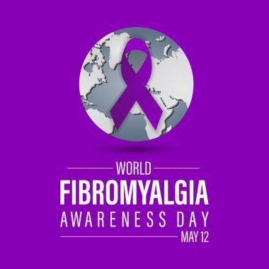 Dünya Fibromiyalji Sağlık Bilinci vektör çizimi. Afiş, kart, arkaplan için hastalık önleme vektör şablonu.