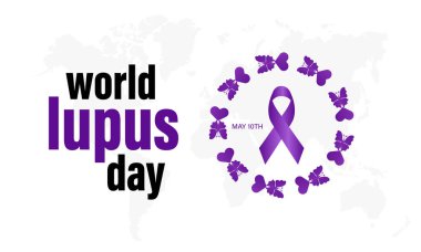 Dünya Lupus Günü sağlık farkındalığı taşıyıcı illüstrasyonu. Afiş, kart, arkaplan için hastalık önleme vektör şablonu.