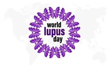 Dünya Lupus Günü sağlık farkındalığı taşıyıcı illüstrasyonu. Afiş, kart, arkaplan için hastalık önleme vektör şablonu.
