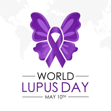 Dünya Lupus Günü sağlık farkındalığı taşıyıcı illüstrasyonu. Afiş, kart, arkaplan için hastalık önleme vektör şablonu.