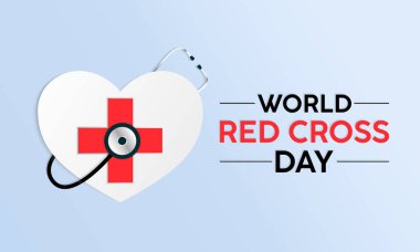 Dünya Kızılhaç ve Kızıl Hilal Günü sağlık farkındalığı taşıyıcı illüstrasyonu. Afiş, kart, arkaplan için hastalık önleme vektör şablonu.