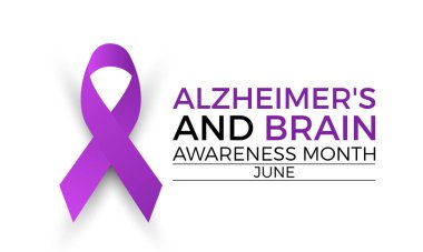 Alzheimer ve Beyin Bilinci bir aylık sağlık farkındalığı taşıyıcı illüstrasyonu. Afiş, kart, arkaplan için hastalık önleme vektör şablonu.