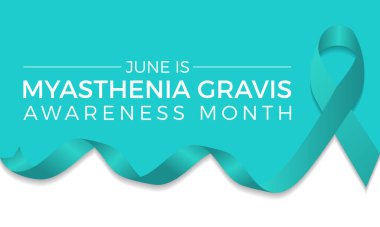 Myasthenia Gravis 'in Ayın Farkındalığı Sağlık Bilinci Vektör İllüstrasyonu. Afiş, kart, arkaplan için hastalık önleme vektör şablonu.