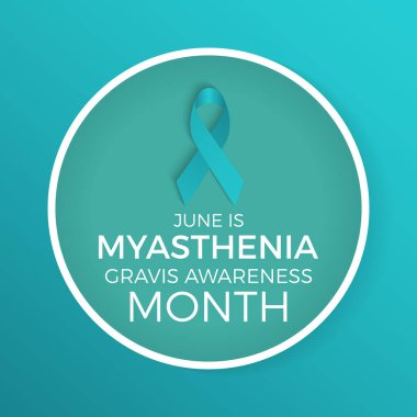 Myasthenia Gravis 'in Ayın Farkındalığı Sağlık Bilinci Vektör İllüstrasyonu. Afiş, kart, arkaplan için hastalık önleme vektör şablonu.
