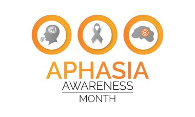Ulusal Afazi Farkındalığı Ay Sağlık Bilinci Vektör İllüstrasyonu. Afiş, kart, arkaplan için hastalık önleme vektör şablonu.