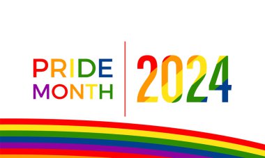 Gurur Ayı lgbt vektör illüstrasyonu. Sancak, kart, arkaplan için gökkuşağı biseksüel konsept vektör şablonu.