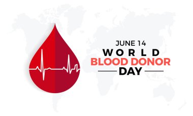 Dünya Kan Bağışı Günü sağlık farkındalığı vektör ilüstrasyonu. Afiş, kart, arkaplan için hastalık önleme vektör şablonu.