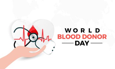 Dünya Kan Bağışı Günü sağlık farkındalığı vektör ilüstrasyonu. Afiş, kart, arkaplan için hastalık önleme vektör şablonu.