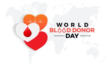 Dünya Kan Bağışı Günü sağlık farkındalığı vektör ilüstrasyonu. Afiş, kart, arkaplan için hastalık önleme vektör şablonu.