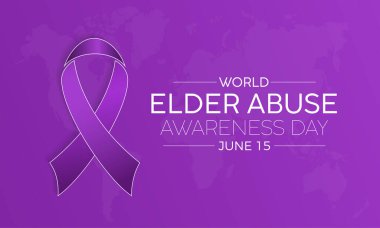Dünya Yaşlıları İstismar Etme Günü sağlık farkındalığı taşıyıcı illüstrasyonu. Afiş, kart, arkaplan için hastalık önleme vektör şablonu.