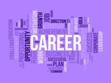 Kariyer sözcüğü bulutlu şablon. Başarı çalışma konsepti vektör etiketi arkaplanı.