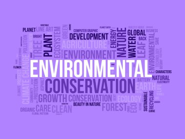 Çevre koruma sözcüğü bulut şablonu. Doğa koruma kavramı taşıyıcı bulut arkaplanı.