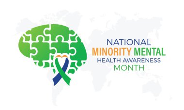 Azınlık Akıl Sağlığı. Pankart, poster, kart ve arkaplan tasarımı için sağlık farkındalığı vektör şablonu kavramı.