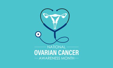 Ulusal Yumurtalık Kanseri Farkındalığı Ayı. Tebrik kartı, poster, kurdele, afiş, vektör şablonu.