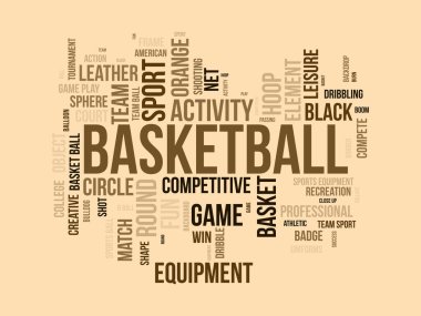 Basketbol kelime bulut şablonu. Spor konsepti vektör arka planı.